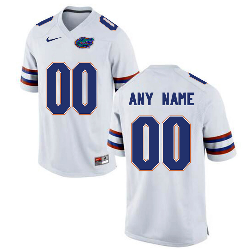 Men Florida Gators Customized College Football Jersey  White->customized ncaa jersey->Custom Jersey